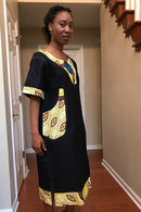 Akaba Denim African Print Dress - Afrilege