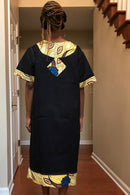 Akaba Denim African Print Dress - Afrilege