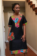 Akaba Denim African Print Dress - Afrilege