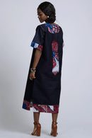 Akaba Denim African Print Dress - Afrilege