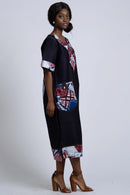 Akaba Denim African Print Dress - Afrilege