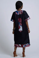Akaba Denim African Print Dress - Afrilege