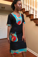 Akaba Denim African Print Dress - Afrilege