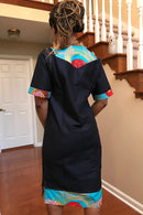 Akaba Denim African Print Dress - Afrilege