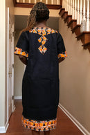 Akaba Denim African Print Dress - Afrilege