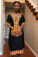 Akaba Denim African Print Dress - Afrilege