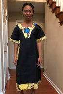 Akaba Denim African Print Dress - Afrilege