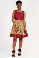 Annie African Print Midi Dress - Maroon - Afrilege