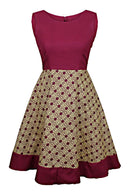 Annie African Print Midi Dress - Maroon - Afrilege