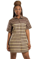 Aveye African Print Shirt Dress (Brown) - Afrilege