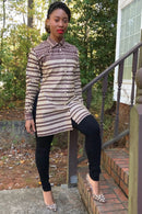 Aveye African Print Shirt Dress (Brown) - Afrilege