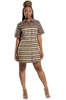 Aveye African Print Shirt Dress (Brown) - Afrilege