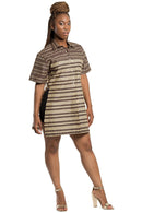 Aveye African Print Shirt Dress (Brown) - Afrilege