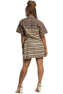 Aveye African Print Shirt Dress (Brown) - Afrilege