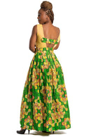 Nakato African Print Maxi Dress (Yellow / Green) - Afrilege