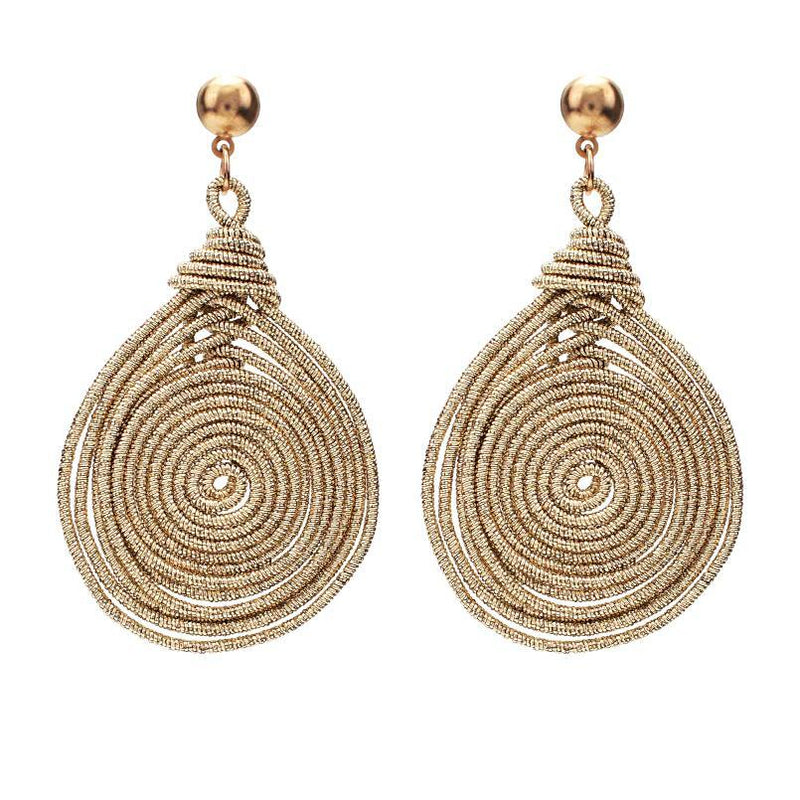 Bohemian Alloy Spiral Round Statement Earrings - Afrilege