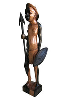 Ebony Hand Carving African Figurines statues / Fulani warrior holding arrow and shield - Afrilege