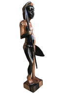Ebony Hand Carving African Figurines statues / Fulani warrior holding arrow and shield - Afrilege