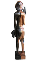 Ebony Hand Carving African Figurines statues / Fulani warrior holding arrow and shield - Afrilege