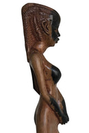 Ebony Hand Carving African Figurines statues / Woman with cornrows holding an empty jar and another jar at her feet - Afrilege