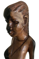 Ebony Hand Carving African Figurines statues / Woman with cornrows holding an empty jar and another jar at her feet - Afrilege