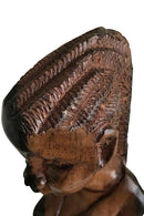 Ebony Hand Carving African Figurines statues / Woman with cornrows holding an empty jar and another jar at her feet - Afrilege