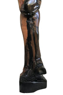 Ebony Hand Carving African Figurines statues / Woman with cornrows holding in her arms a jar and stepping foot on another jar - Afrilege
