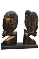African Couple Head Ebony Wood Carved statue ( set of 2) - Afrilege