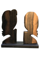 African Couple Head Ebony Wood Carved statue ( set of 2) - Afrilege