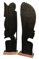 African Couple Head Ebony Wood Carved statue ( set of 2) - Afrilege