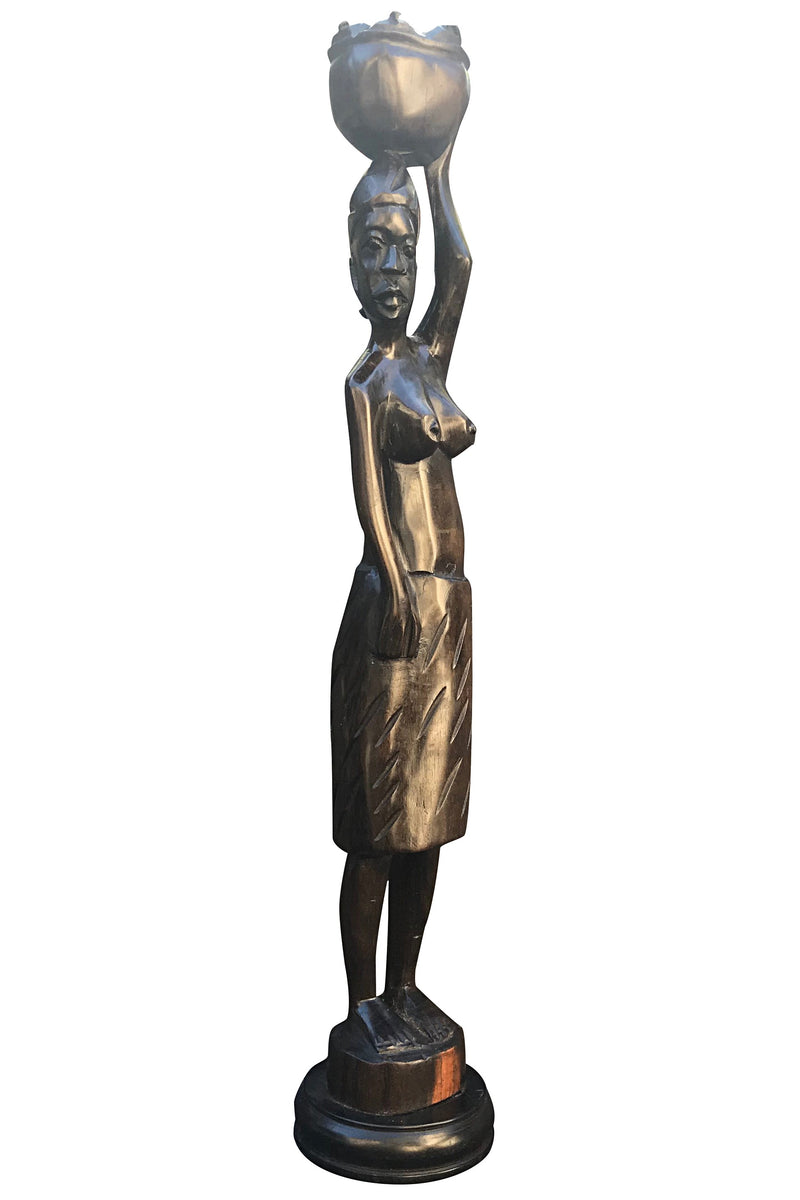 Ebony wood Hand Carving African woman statue Figurine - Afrilege