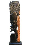 African Couple Head Ebony Wood Carved statue ( set of 2) - Afrilege