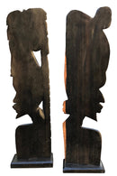 African Couple Head Ebony Wood Carved statue ( set of 2) - Afrilege