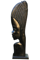 African Couple Head Ebony Wood Carved statue ( set of 2) - Afrilege