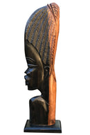 African Couple Head Ebony Wood Carved statue ( set of 2) - Afrilege