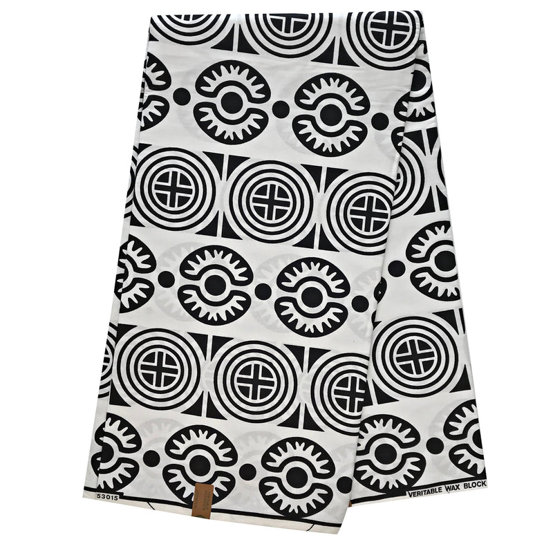 100% Cotton African Fabric (6 yards) - Black & white - Afrilege
