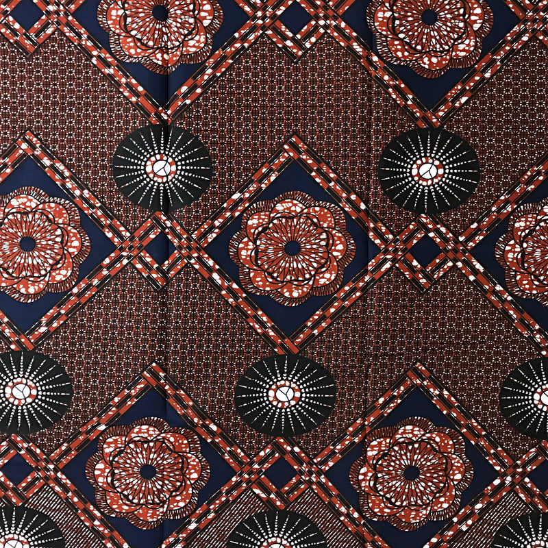100% Cotton African Print Fabric (6 yards) - Brown - Afrilege