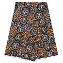 100% Cotton African Print Fabric (6 yards) - Brown / Blue - Afrilege