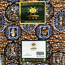 100% Cotton African Print Fabric (6 yards) - Brown / Blue - Afrilege