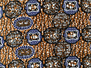 100% Cotton African Print Fabric (6 yards) - Brown / Blue - Afrilege