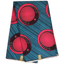 100% Cotton African Print Fabric (6 yards) - Green blue / Red - Afrilege