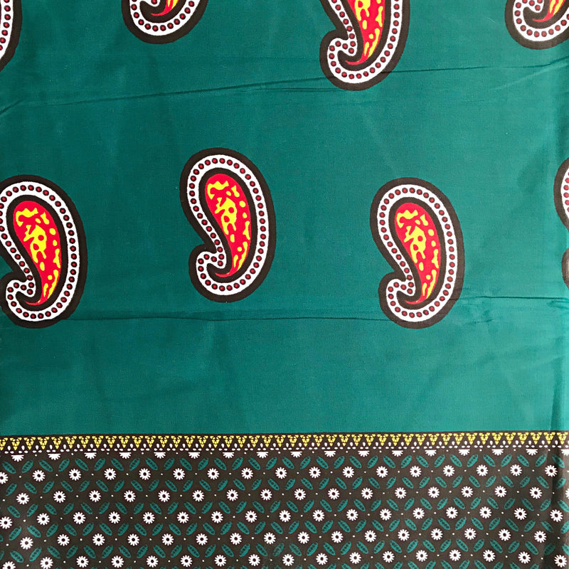 100% Cotton African Print Fabric (6 yards) - Green / Red / Yellow - Afrilege