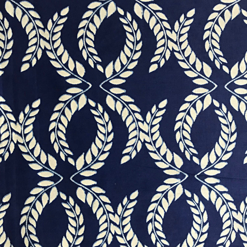 100% Cotton African Print Fabric (6 yards) - Navy blue / beige - Afrilege