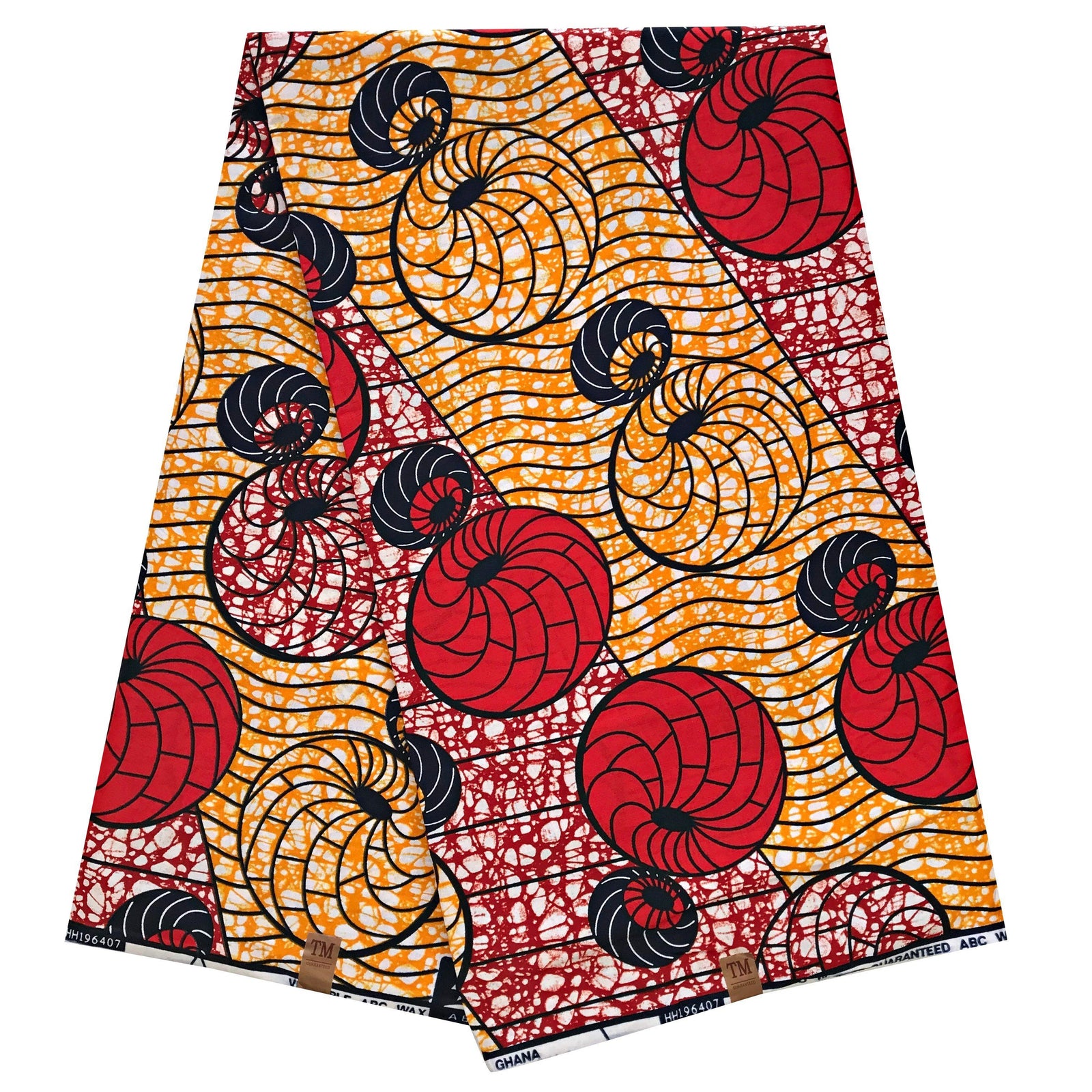 African Wax Print Ankara Fabric - Orange / Red | Afrilege