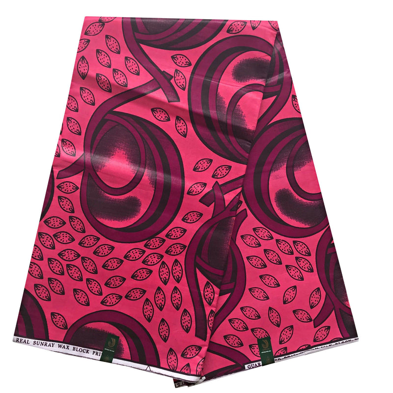 100% Cotton African Print Fabric (6 yards) - Pink / Purple - Afrilege