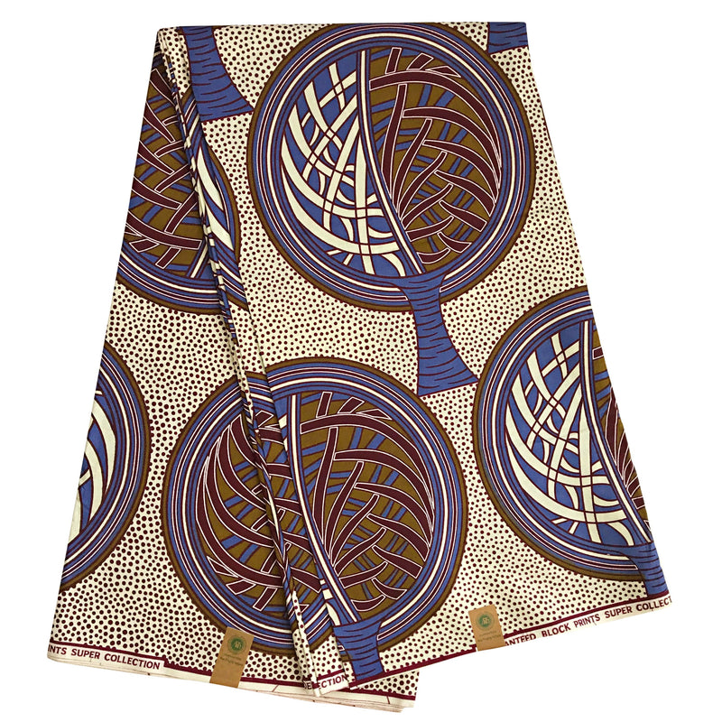 100% Cotton African Print Fabric (6 yards) - Purple / Brown - Afrilege