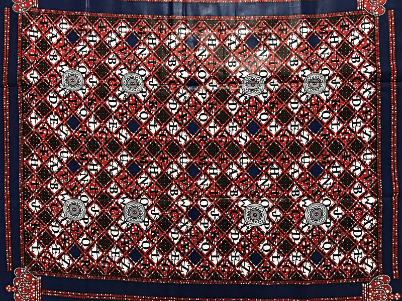 100% Cotton African Print Fabric (6 yards) - Red / Blue - Afrilege