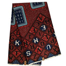 100% Cotton African Print Fabric (6 yards) - Red / Navy - Afrilege