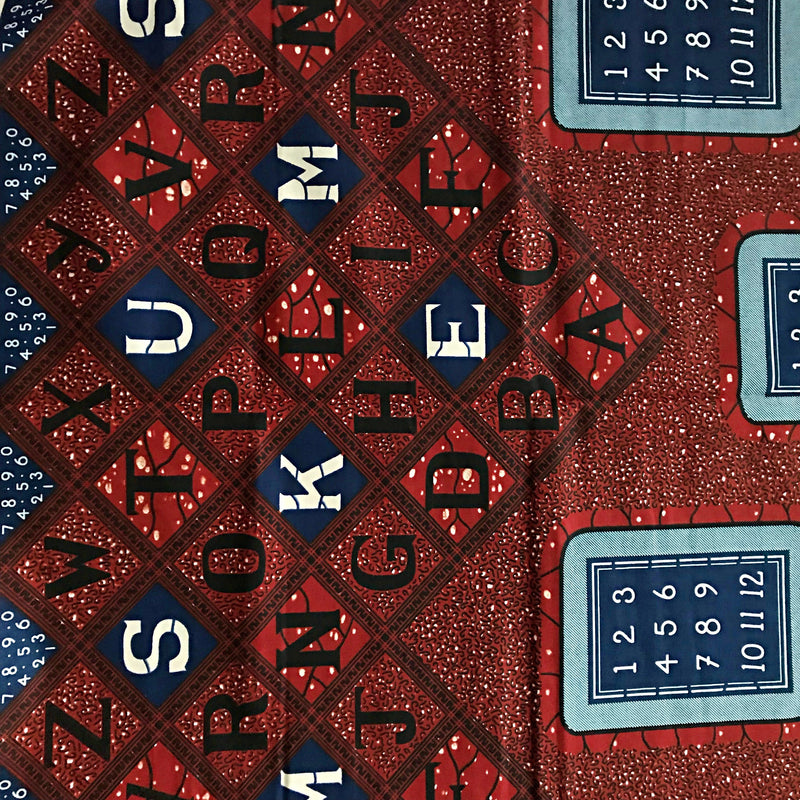 100% Cotton African Print Fabric (6 yards) - Red / Navy - Afrilege