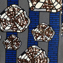 100% Cotton African Super Wax Fabric (6 yards) - blue / white / brown - Afrilege